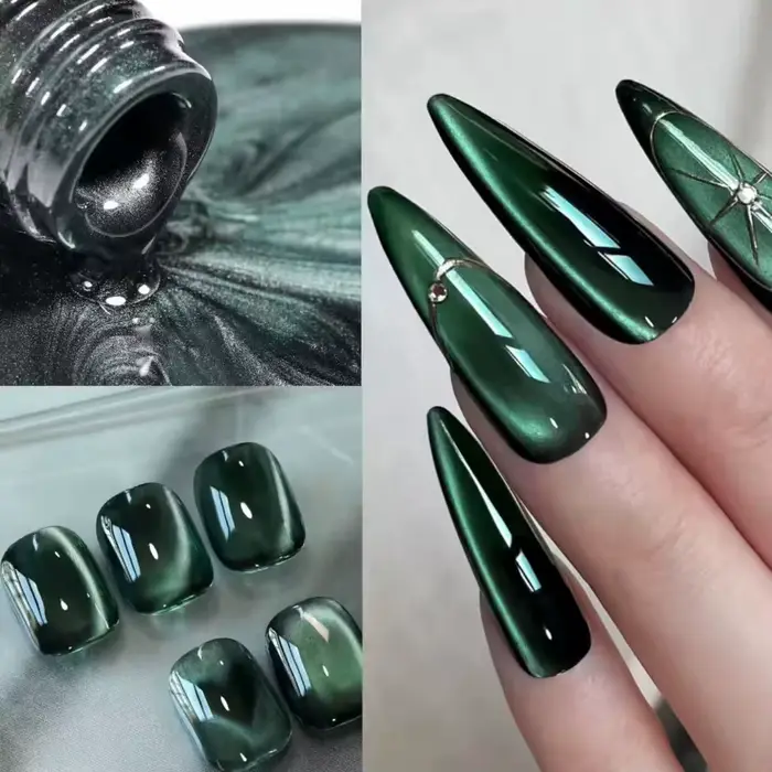 MIANEL 12ML 2026 – Vernis à ongles gel magnétique effet œil de chat vert profond