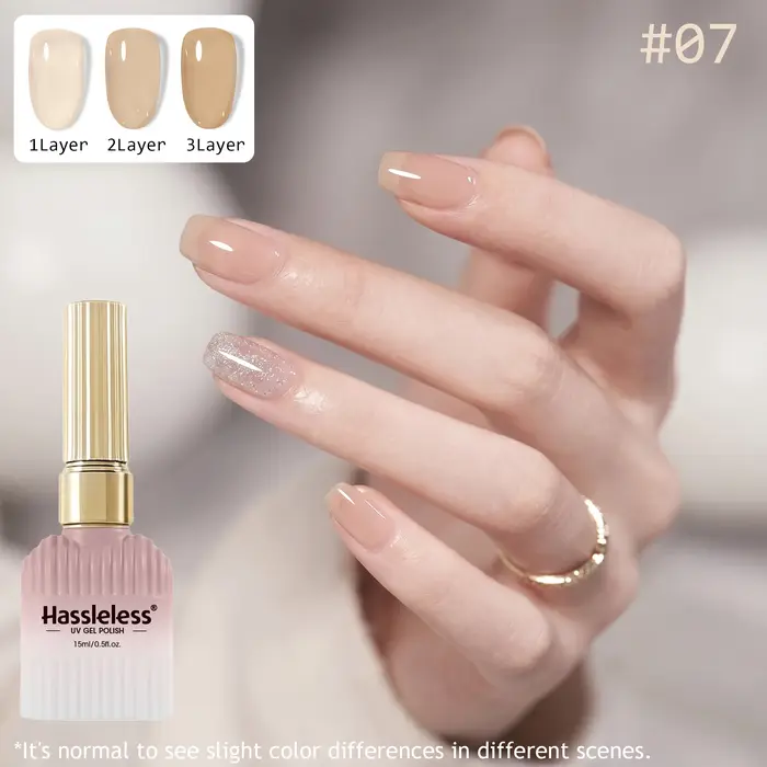 15ml Sans tracas # Gel UV Transparent Effet Café Lacté Nude 07