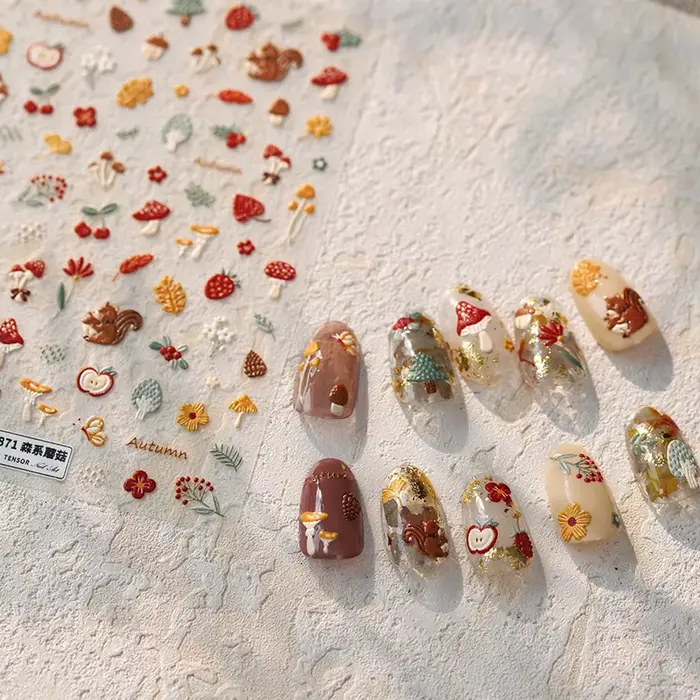 Autocollants pour ongles d'automne 5D