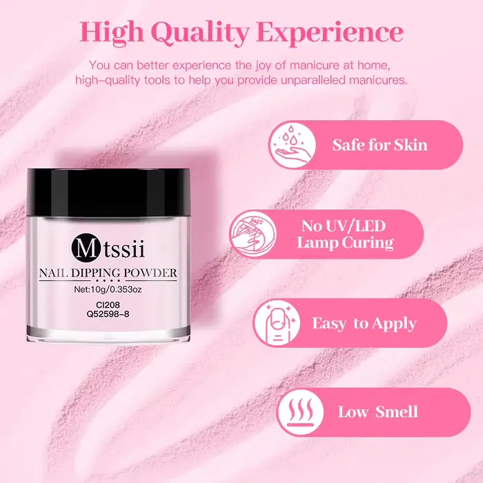 MTSSII 10g poudre à tremper pour ongles naturel sec sans lampe Cure bricolage Nail Art décoration Pi
