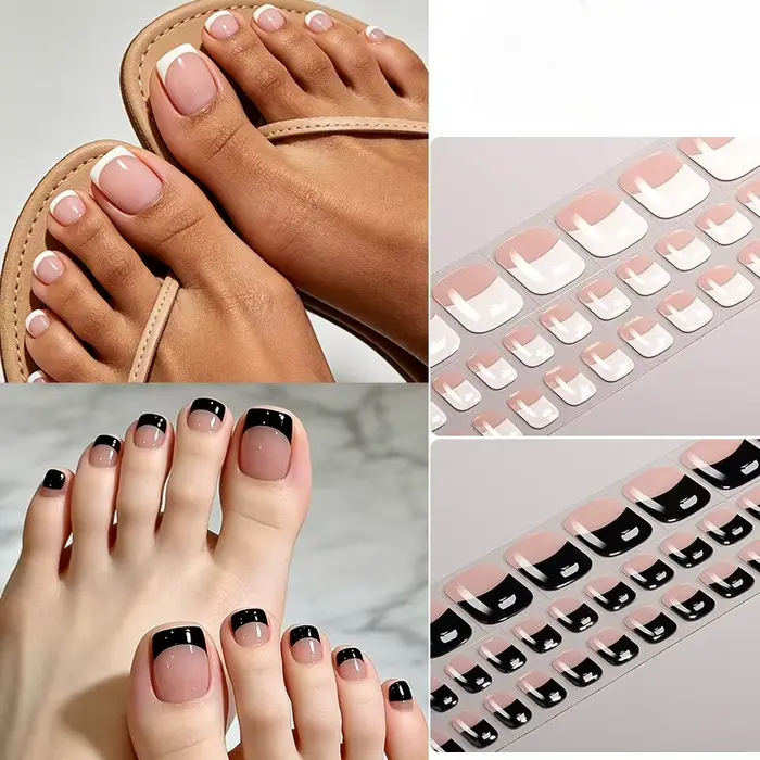 Autocollants pour ongles de pieds en gel sans UV style français