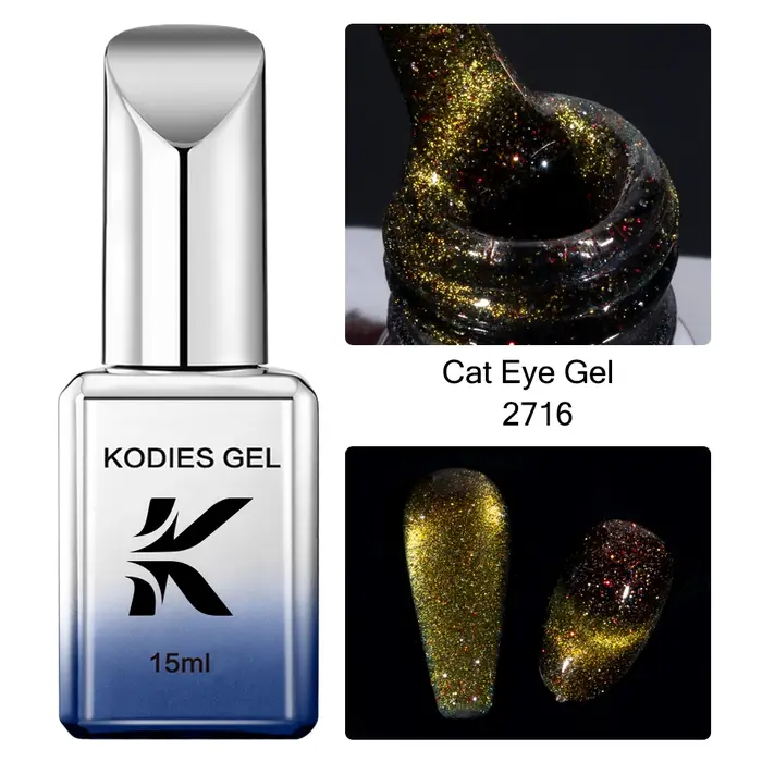 KODIES GEL-Verhéritage gel œil de chat, semi-permanent, laser magnétique UV, diamant coulé, paillettes, gel yeux de chat, vernis pour manucure, 15ml, nouveau