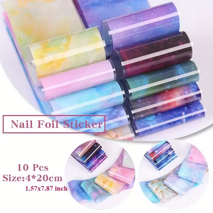 Autocollant 3D ciel nocturne galaxie 1.57x7.87 pouces pour Nail Art