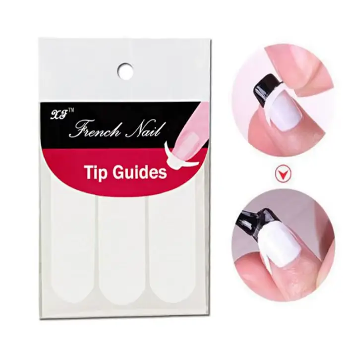2 paquets (96 pièces) de guides autocollants blancs pour manucure française