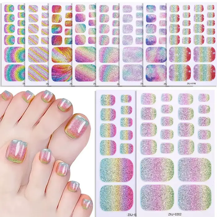 22 bandes/feuille de bandes adhésives en gel semi-durci pour ongles de pieds