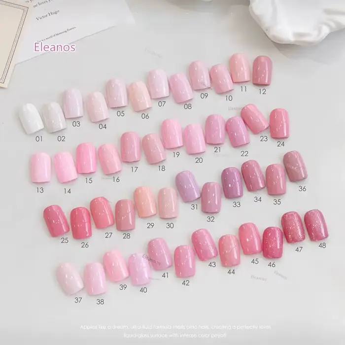 Kit de 48 vernis gel rose nude haute saturation pastel avec nuancier