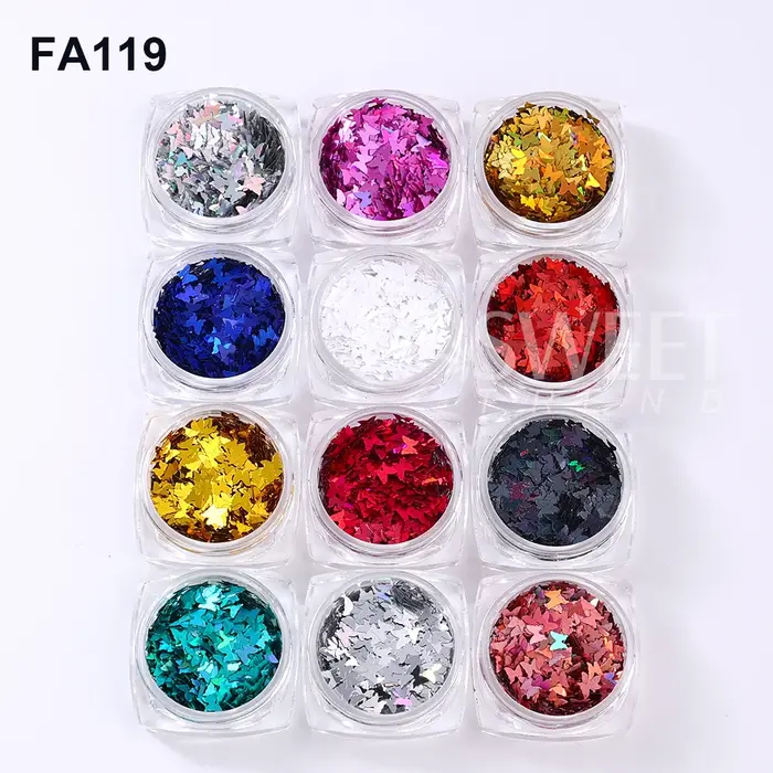 SWEET TREND - 12 couleurs de paillettes papillon pour nail art