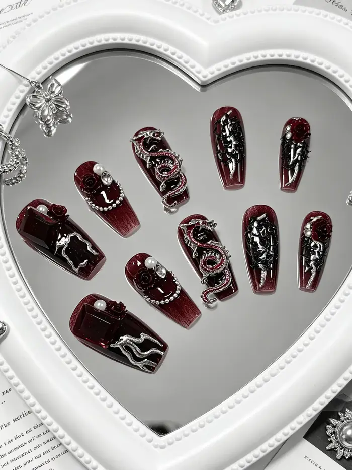 10 faux ongles trapézoïdaux de taille moyenne