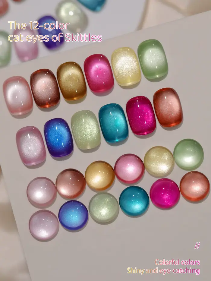 XEJAYI 1pc 15ml arc-en-ciel bonbons oeil de chat Gel vernis à ongles, UV LED trempage Gel à ongles,