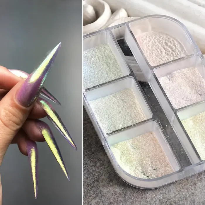 Poudre à ongles effet miroir clair de lune