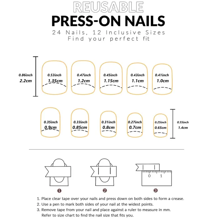 ARTAUG 24 pièces de faux ongles carrés de couleur unie, ongles artificiels réutilisables en acrylique, adaptés au bricolage et à un usage quotidien