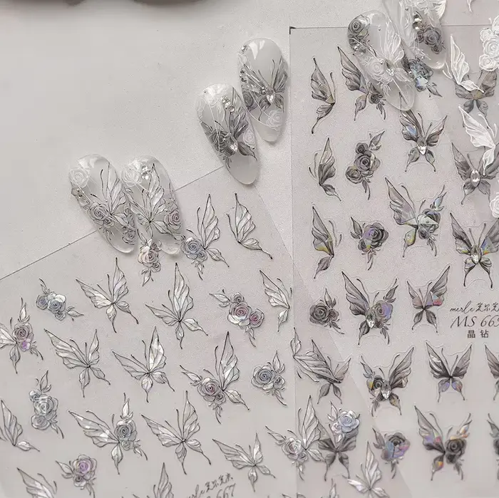 Gelée papillon 5D Nail Art autocollant strass cristal charmant brillant insectes animaux bricolage a