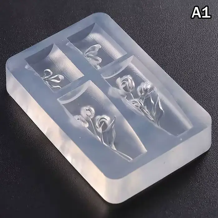 Moule à ongles en Silicone, décorations pour Nail Art, bricolage, fleur tulipe, modèle d'art des ong
