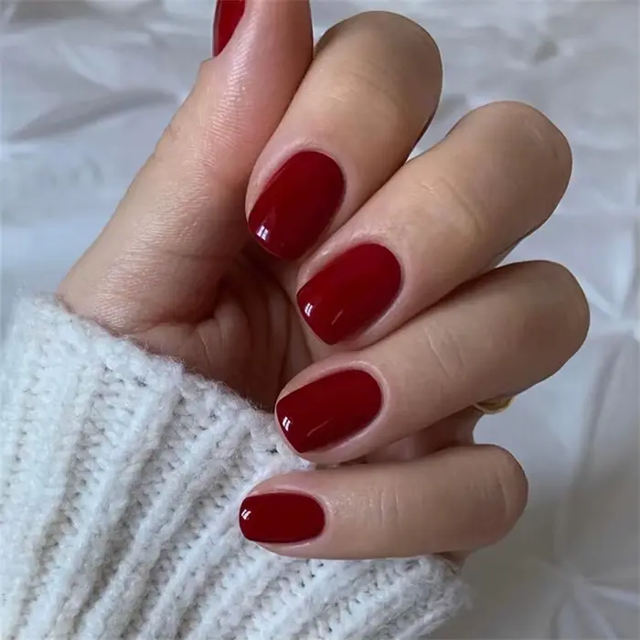 24 pièces/ensemble Faux ongles en acrylique à couverture complète à presser, courts, style French, r