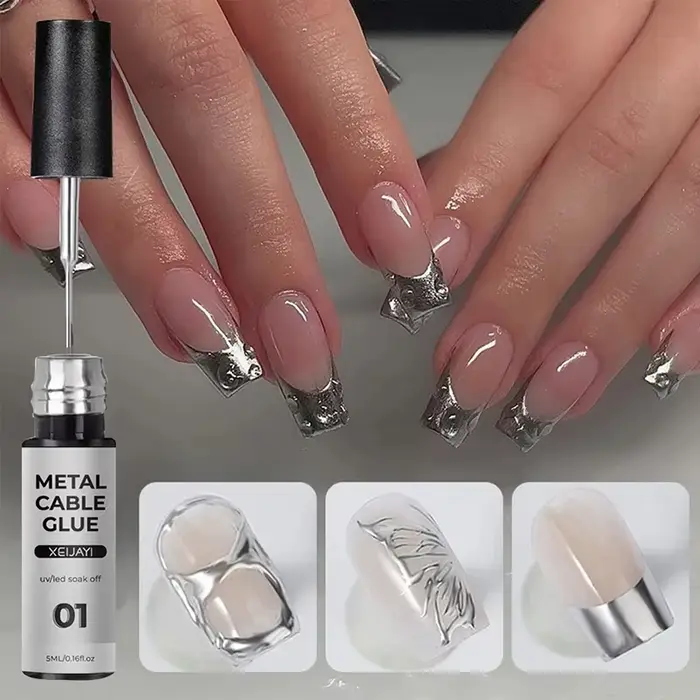 (HS) 5ml Super brillant argent métallique peinture Liner Gel vernis à ongles dessin rayure Graffiti miroir tirer ligne
