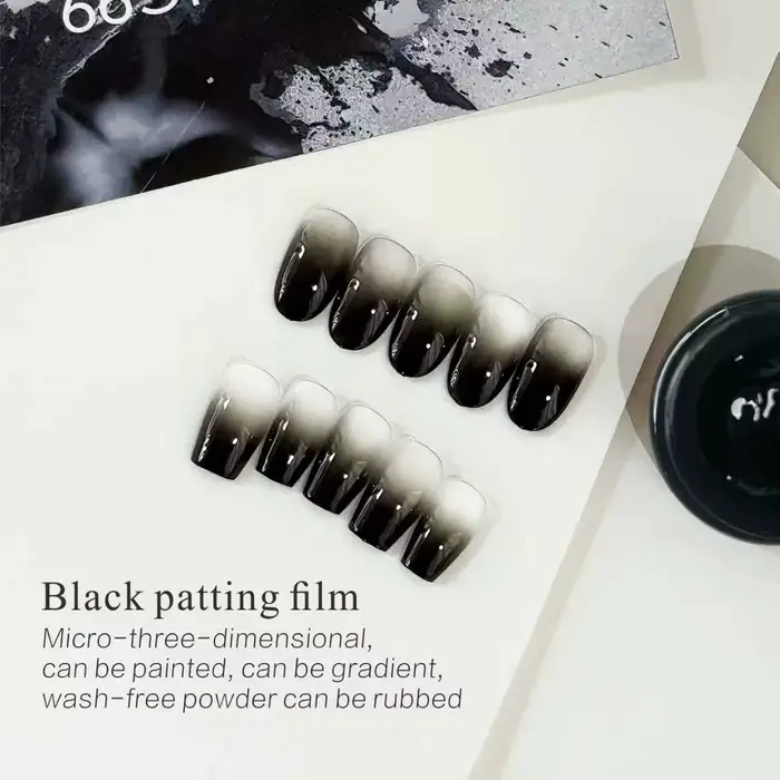 Colle à ongles 5G couleur unie noir et blanc, colle à effet plâtre, gel couleur unie dégradé brillant, durable pour DIY à domicile et salon