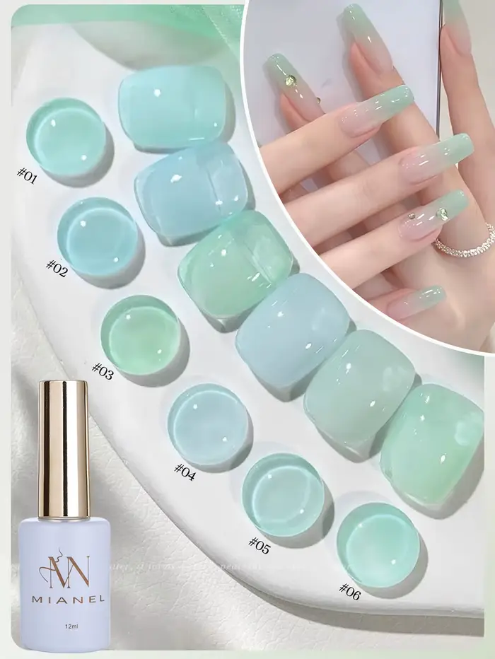 MIANEL 12ML Vernis à ongles gel vert menthe Mambo Jelly pour l'été
