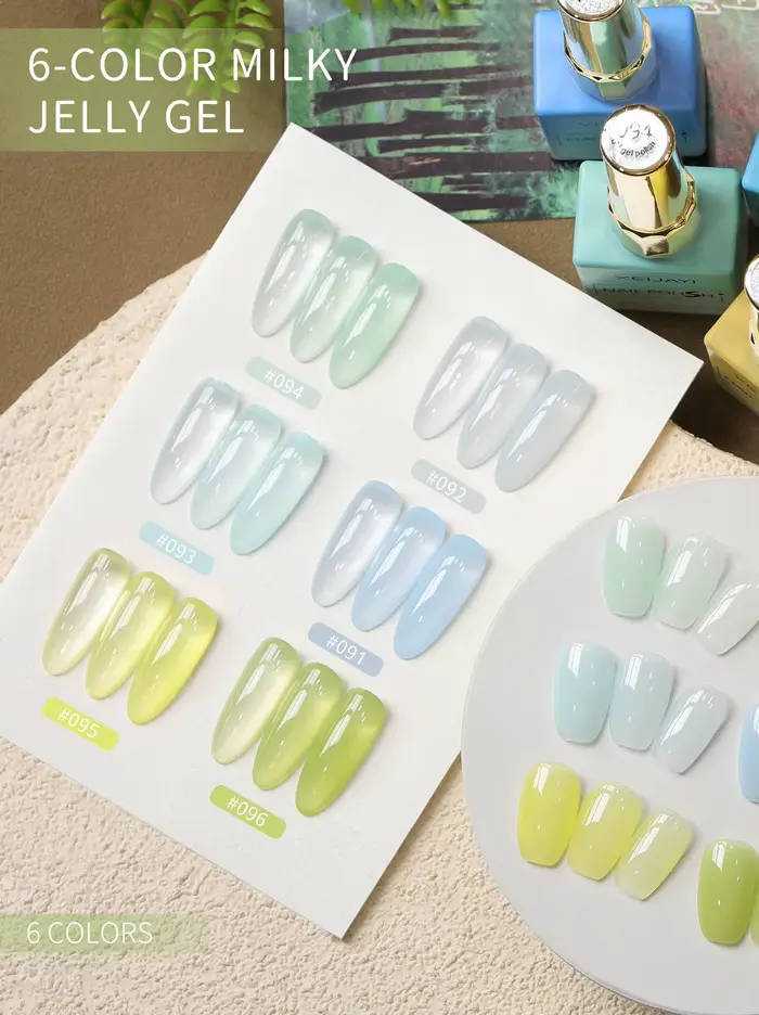 Vernis à ongles gel laiteux XEIJAYI Ice Jelly, 6 couleurs, brillance intense, longue tenue, gel UV L