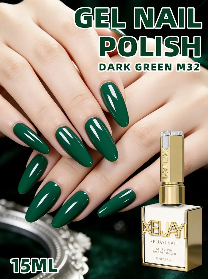1 pièce 15 ml Gel vernis à ongles vert pur