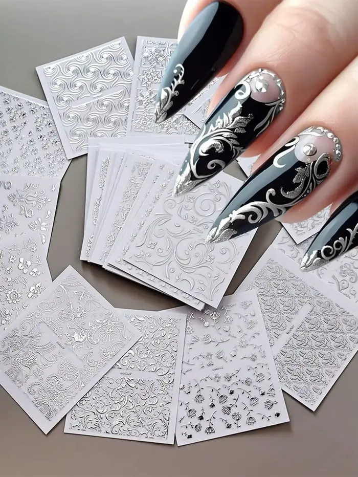 30 Stück Blumen Bronzant Nail Art Aufkleber