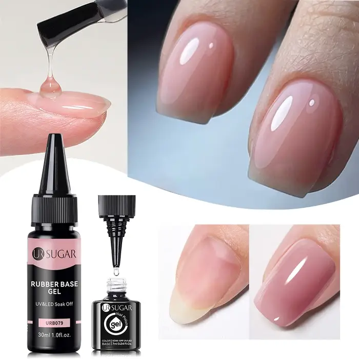 UR SUGAR 30ml Gel de Base en caoutchouc rechargé grande capacité cristal nu rose clair tremper UV LED vernis pour Nail Art Gel construit