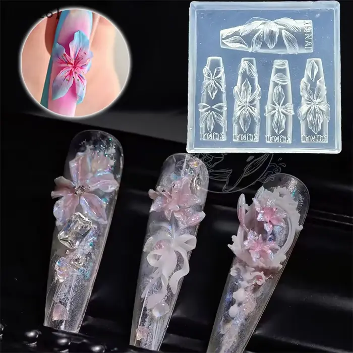 maveraHBA16 Stampo à ongles fleurs 3D outils à ongles en silicone Hawaii Hibiscus fleur pétale conce
