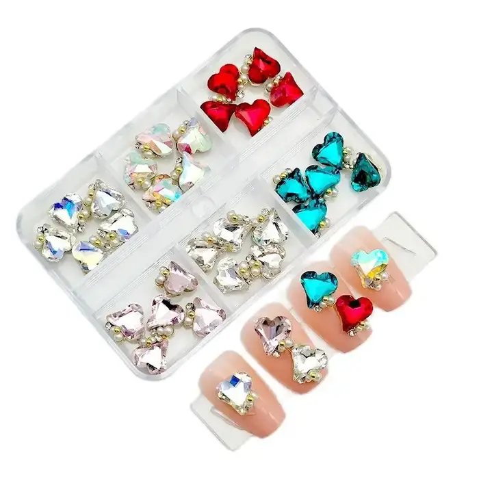 6 compartiments de strass pour ongles