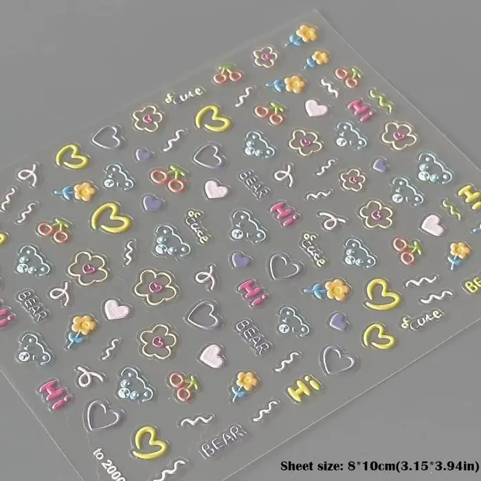 2025 mignon autocollant pour ongles doux en relief