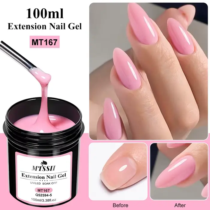 Vernis d'extension d'ongles rose Semi-Permanent UV/LED de grande capacité de 100ml