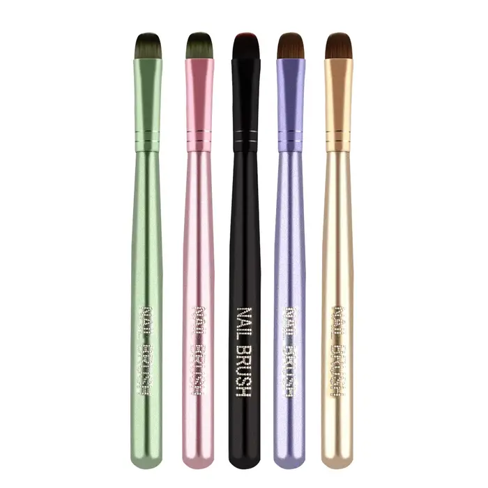 Pinceau professionnel de luxe 5 couleurs pour nail art français avec manche métallique