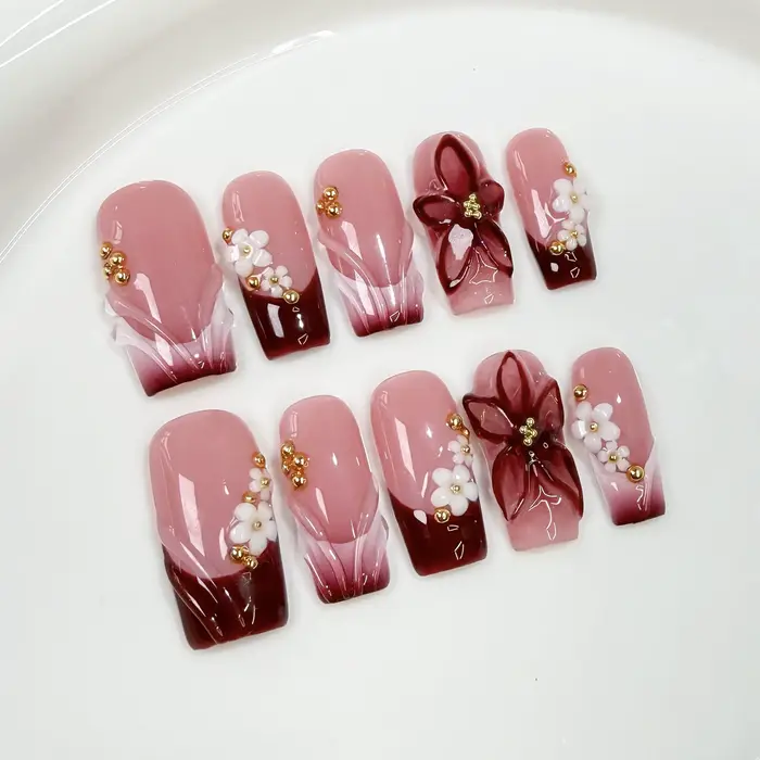 Faux ongles français en acrylique