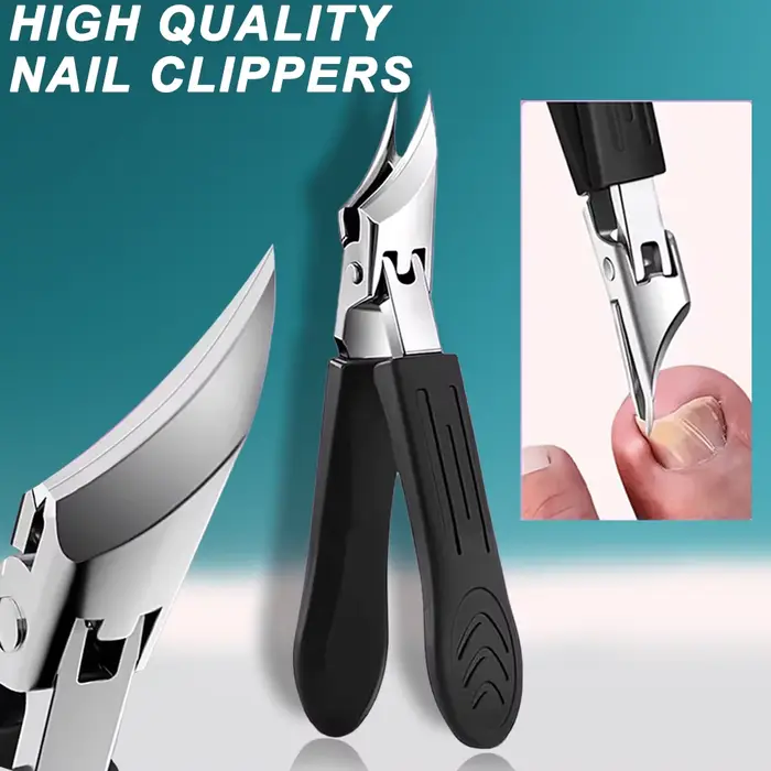Coupe-ongles avec récupérateur, tête inclinée, pour ongles épais, ouverture large, pour ongles de pi