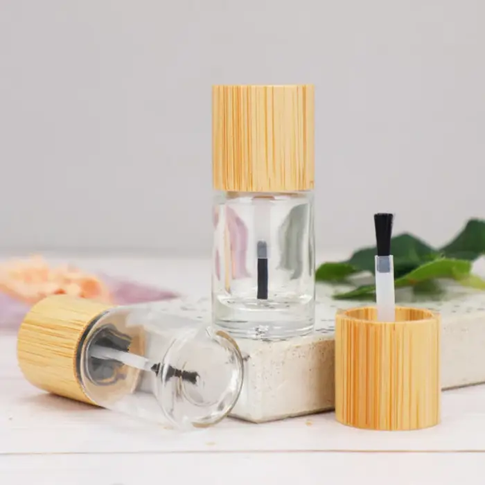 10/30 pièces, flacons de vernis à ongles cosmétiques de 5 ml, 8 ml, 10 ml, 15 ml, emballage de flacons ronds, flacons en verre vides pour gel à ongles avec pinceau, bouchon en bambou