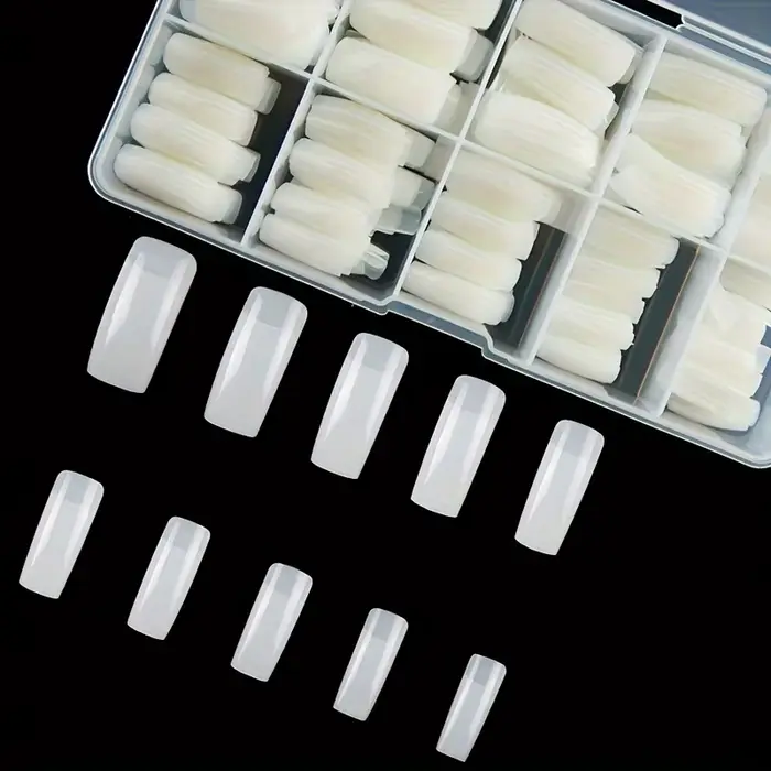 500 Pièces de Patchs à Ongles Transparents et de Couleur Naturelle, Demi-Ensemble de Patchs Carrés P