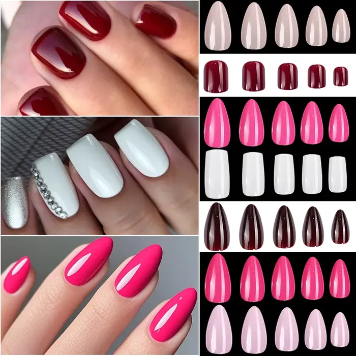 Faux ongles carrés courts rouges