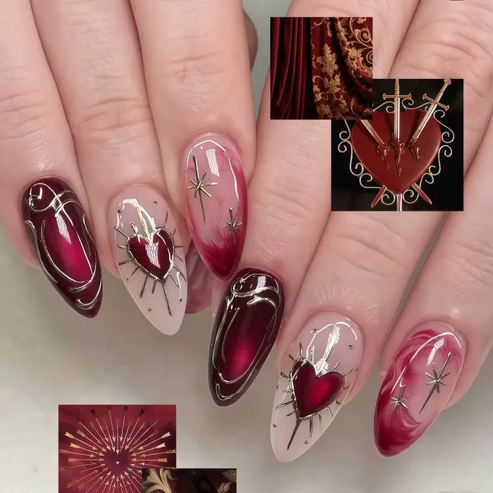 Faux ongles 3D pour la saint-valentin