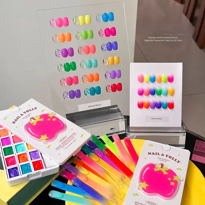 18 grilles de vernis à ongles gel fluorescent Dopamine