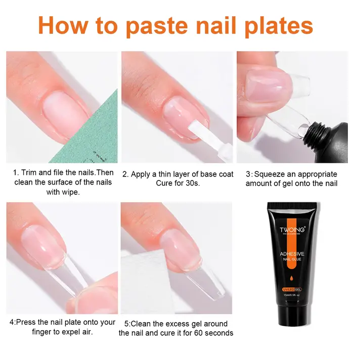 Colle pour faux ongles Gel, colle adhésive forte pour faux ongles et presse sur les ongles, strass e