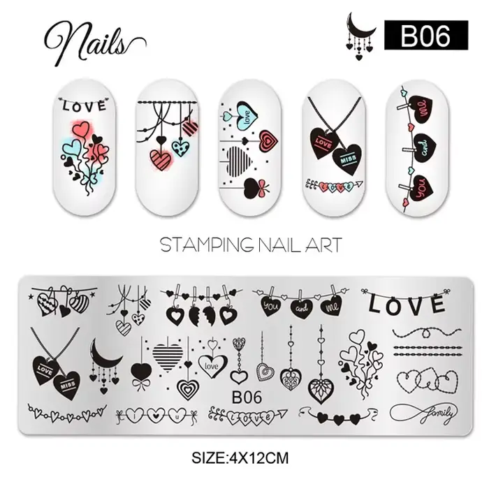 Plaques d'estampage d'ongles pour la saint-valentin