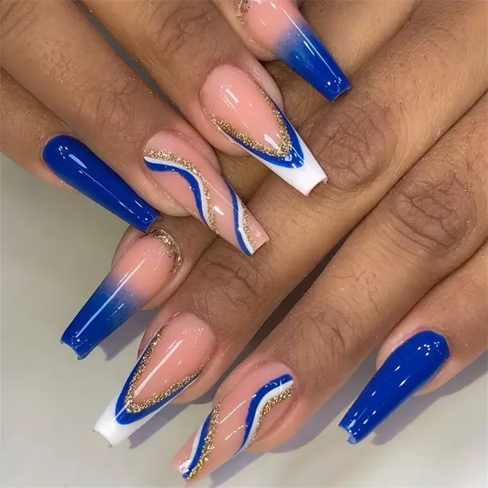 24 pièces/ensemble acrylique longue Ballet presse sur les pointes d'ongles cercueil portant des faux