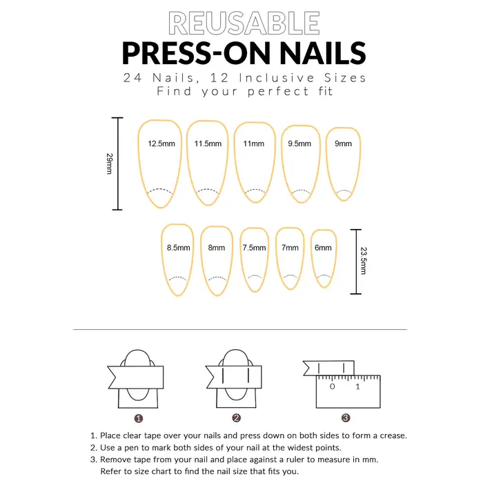30 faux ongles brillants et longs à presser