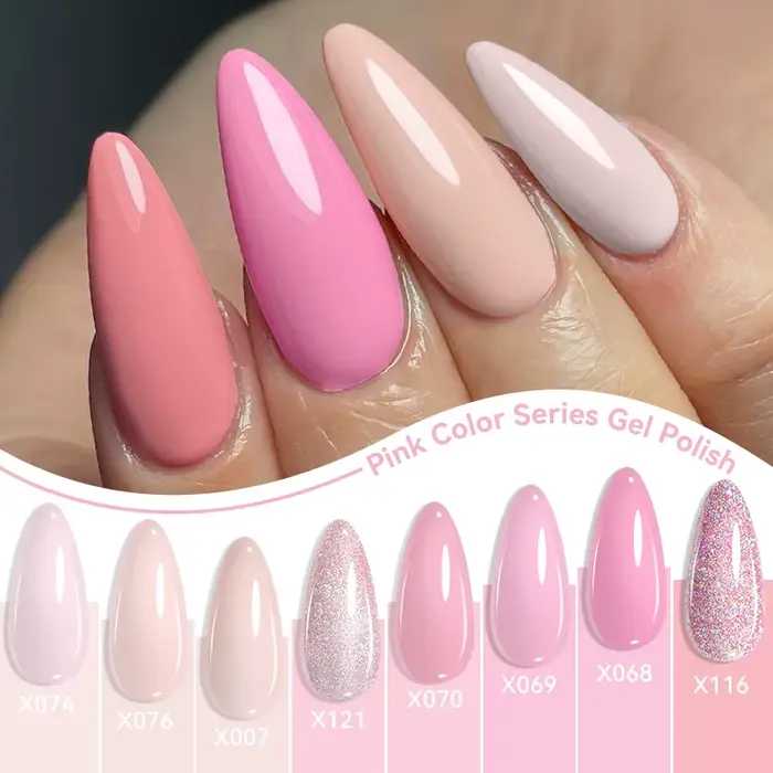 LILYCUTE 8 pièces Vernis à ongles gel couleur macaron 7ml Rose et rouge printaniers Semi-permanent Soak Off Gel UV Fournitures pour manucure de vacances