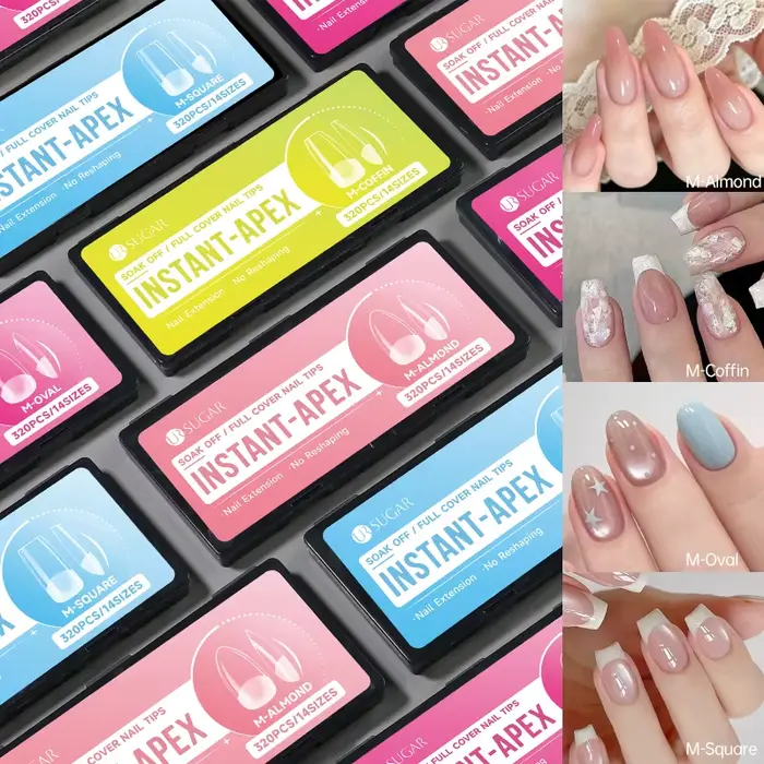UR SUAGR 320 pièces Capsules d'ongles pré-montées transparentes INSTANT-APEX