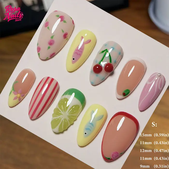 10 pièces presse à la main sur les ongles automne