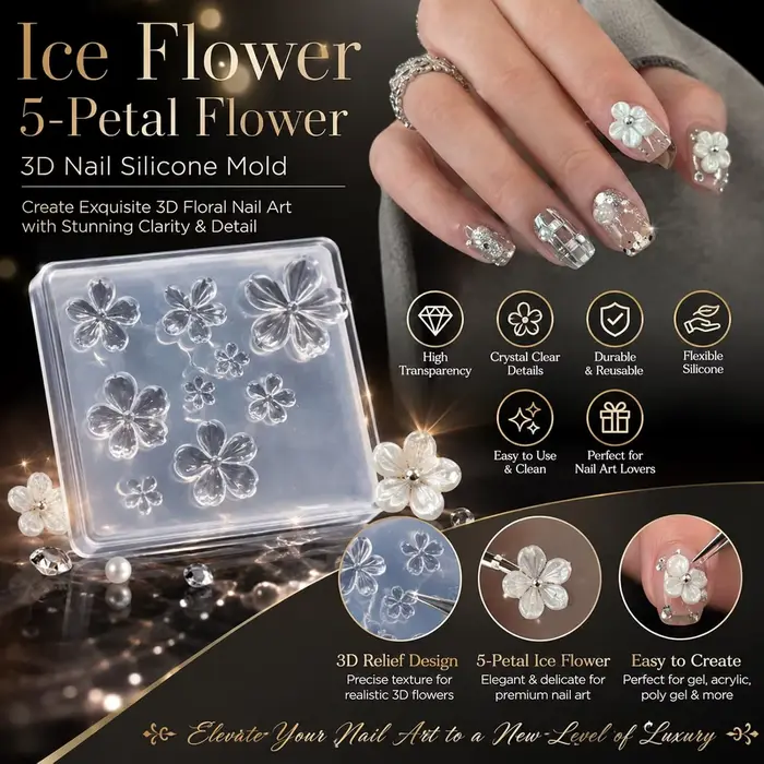 Moule en silicone pour nail art motif fleur d'hibiscus hawaïenne