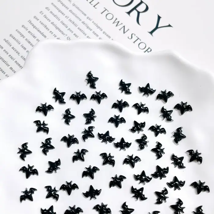 Halloween Nail Art brillant noir chauve-souris