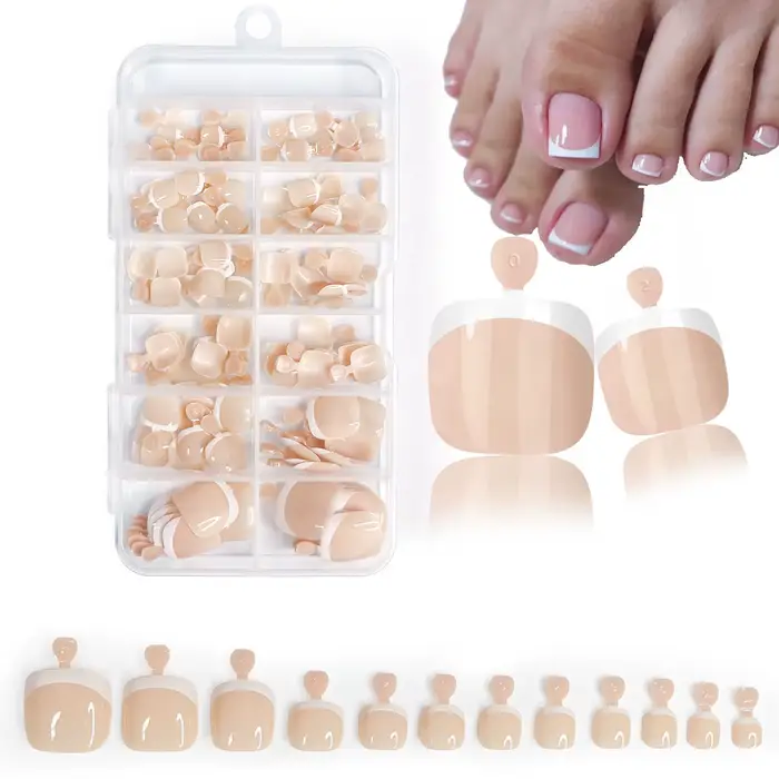 120 pièces brillant nu rose français presse sur ongles ensemble 1 * boîte court