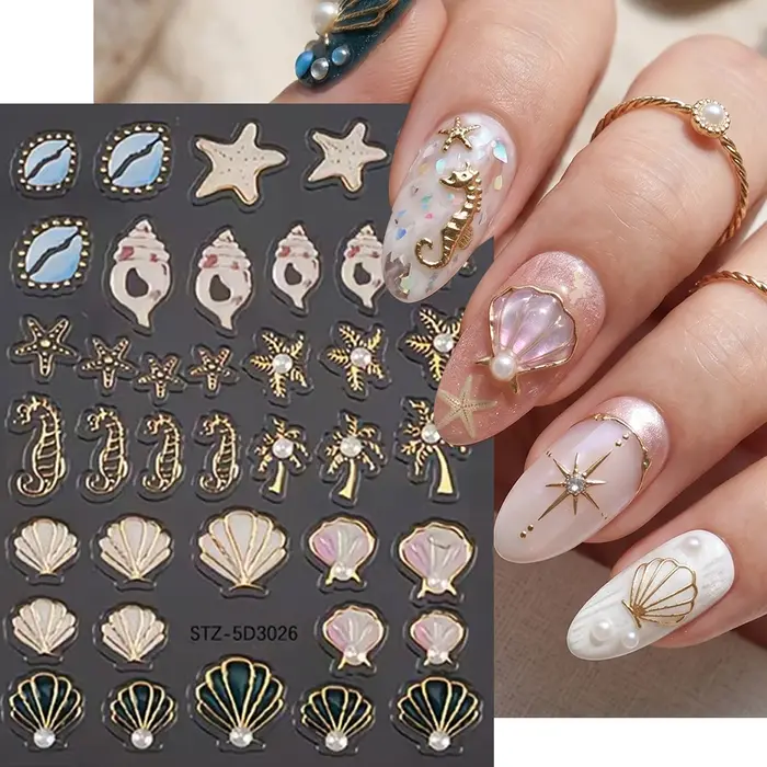 Autocollants 3D pour ongles Thème Océan Estival
