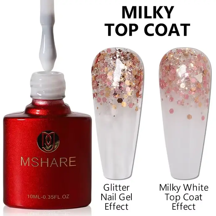 MSHARE blanc laiteux sans lingette couche de finition UV LED Gel gelée couleur haut Gel Sosk hors Gel Vernis renforcer