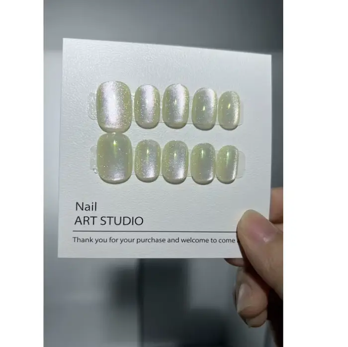 10 pièces photothérapie presse à la main sur les ongles effet oeil de chat faux ongles Art